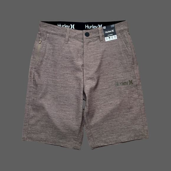 Hurley Essential Heather Hybrid Walk Short Size 28 Woodlands Brown NWT - Picture 1 of 7